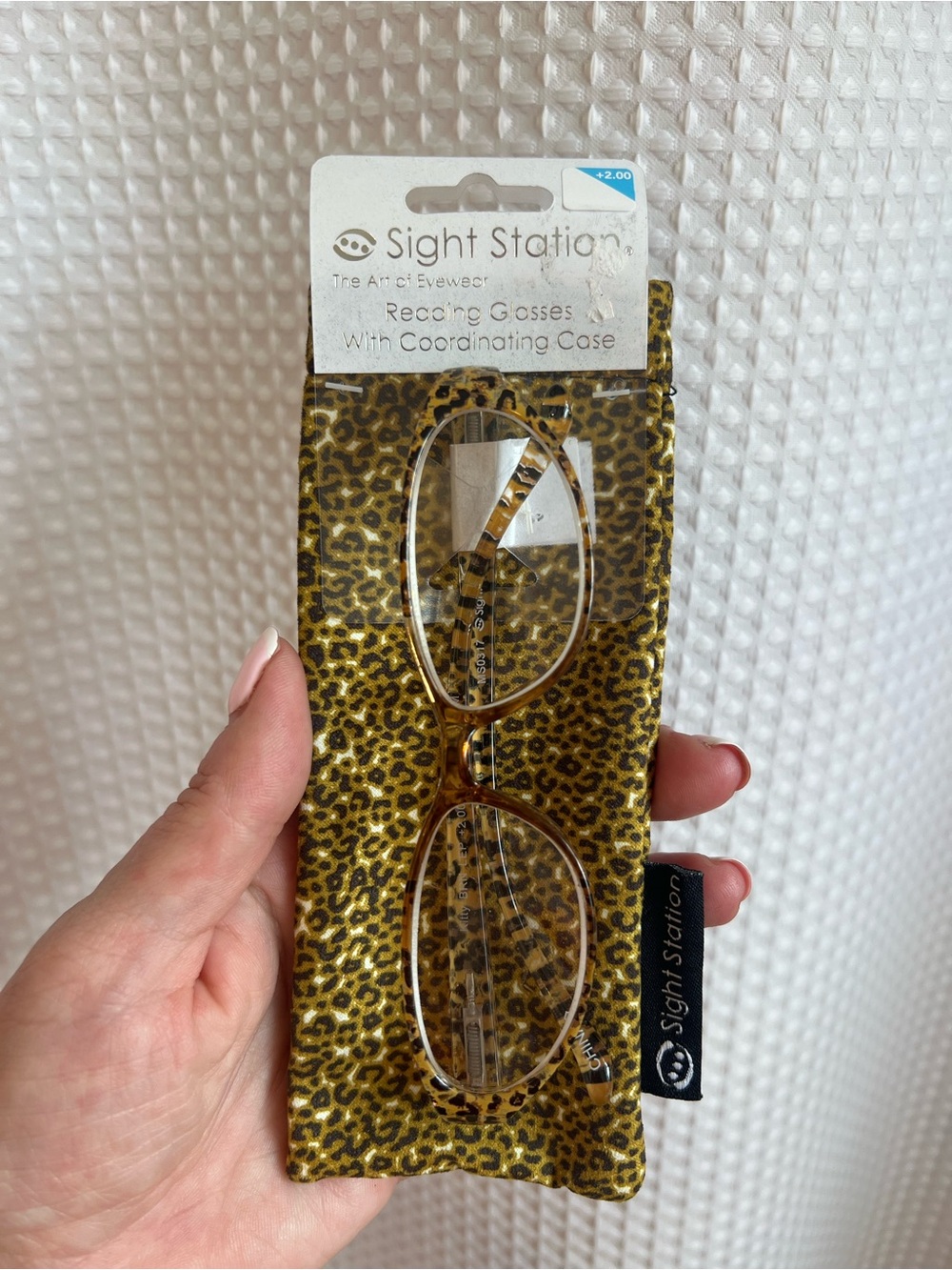 Sight station leopard-Pattern Reading Glasses w/ Coordinating Case - Gold/Brown